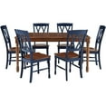 thumbnail image 2 of HomeStock Medieval Majesty Dining Set with Table and Extension Leaf, Rectangular Dining Table w/ 18" Extension Leaf, Rustic Dining Set for Dining Rooms-Color:Navy and Dark Cherry,Size:7 Piece, 2 of 10