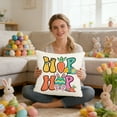 thumbnail image 4 of Uutvery Easter Pillow Cover, Rabbit Egg Design Imitation Linen Cushion Case, Sofa Bedhead Home Decoration, 17.72x17.72 Inches, 4 of 6