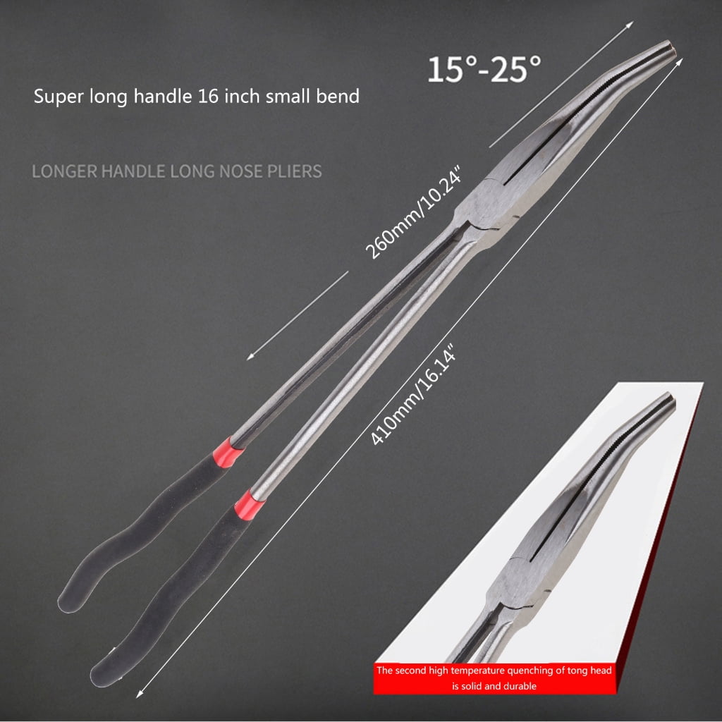 16'' Super Long Handle Pliers Anti-slip Needle Nose Plier Straight/25° /45° Bend