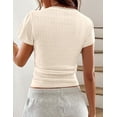 thumbnail image 6 of PRETTYGARDEN Summer Tops for Women Short Sleeve Lace Trim Slim Fitted Henley Tee Shirts Y2K Fashion Clothing, 6 of 7