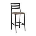 thumbnail image 3 of Walker Edison Ladder Back Industrial Farmhouse Counter-Stool Armless Dining Room Chairs Kitchen 26 Inch, Grey Wash, 3 of 5
