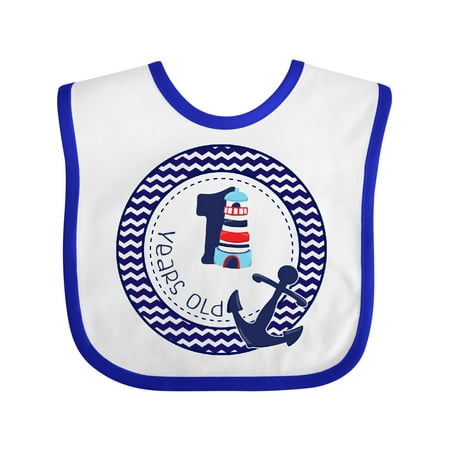 

Inktastic 1 Years Old Nautical Anchor Boy Birthday Gift Baby Boy Bib