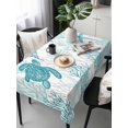 thumbnail image 2 of Turquoise Coastal Rectangle Tablecloth, Sea Turtle Nautical Coral Summer Beach Waterproof & StainResistant Tablecloth, Washable Oil-proof Table Cover for Dining/Party/Wedding/Camping/Buffet 60x120 In, 2 of 9