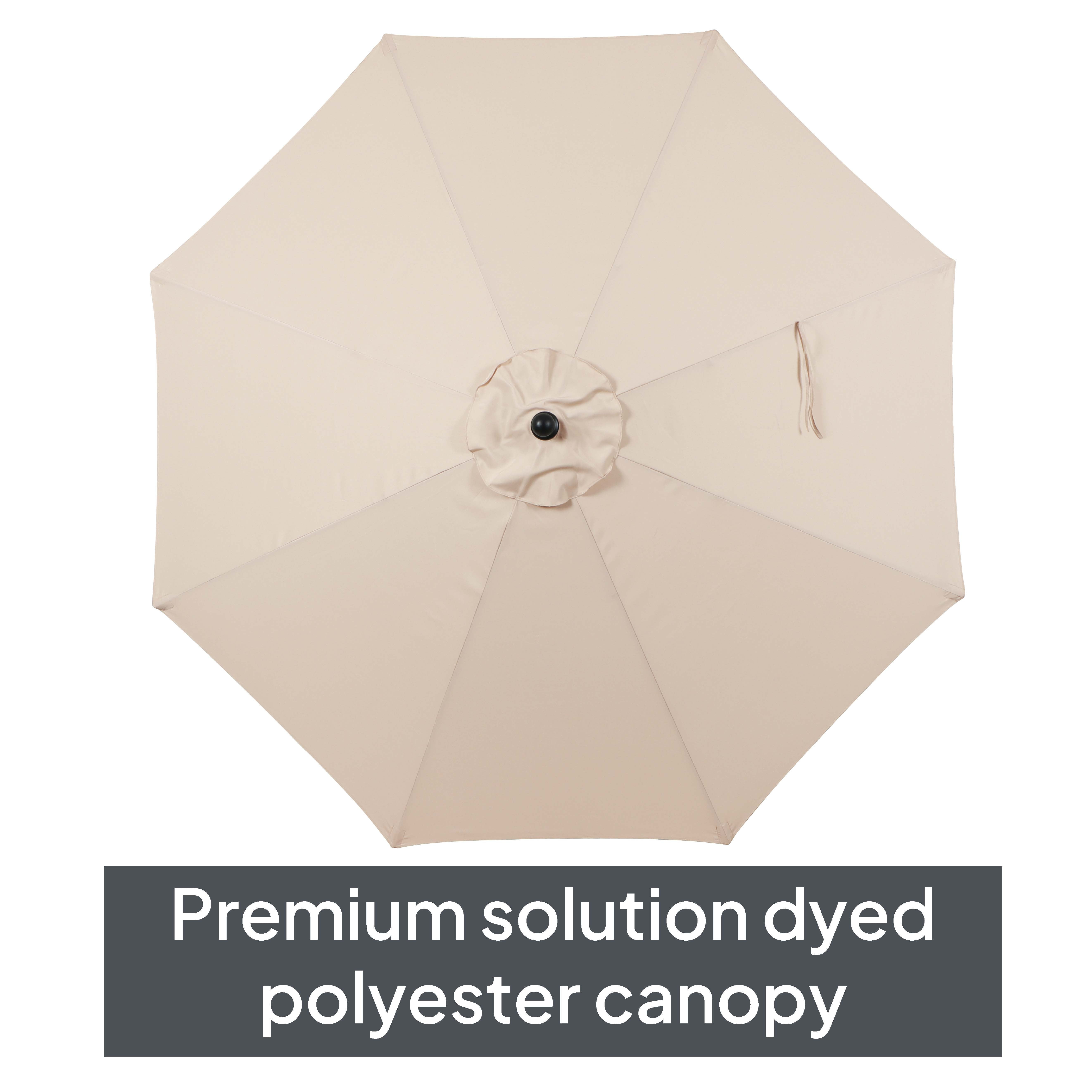 Better Homes & Gardens Premium 10' Beige Round Market Patio Umbrella, Crank Lift, 3-Angle Tilt