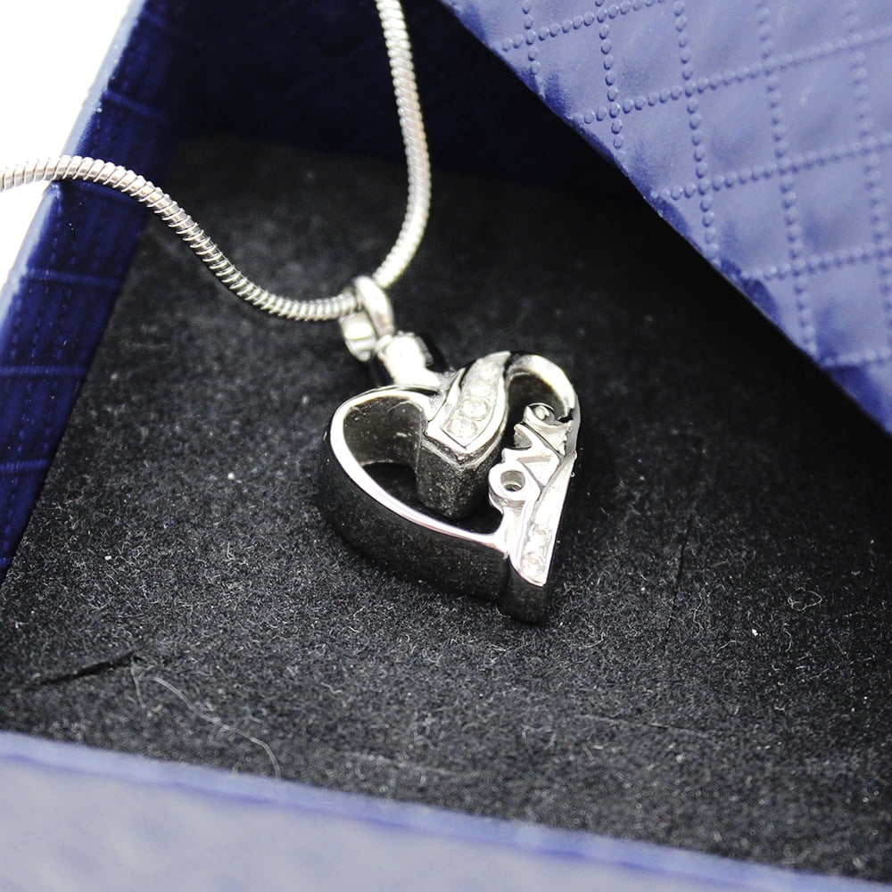 Click to enlarge Love Crystal Heart Cremation Jewelry Memorial Necklace Keepsake Urn Ash Holder Pendant Cremation Urn Necklace for Ashes
