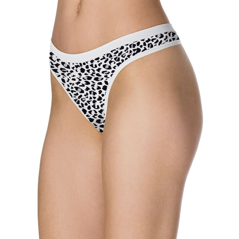 Barely There CustomFlex Fit Women`s Thong - Best-Seller, XL/8, White  Leopard 
