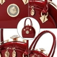 thumbnail image 4 of Sac à Main pour Femmes en Cuir Verni, Sacoche à Poignée Supérieure, Rouge, 4 of 6
