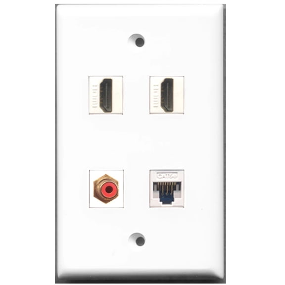 Ultra Spec Cables 2 Port HDMI 1 Port RCA Red 1 Port Cat5e Ethernet Wall Plate