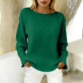 thumbnail image 2 of JIAYUE Women's Sweater Long Sleeve Effortless Everyday Knit Pullover Solid Color Lightweight Round Neck Casual Wear Female Versatile Tops, 2 of 4