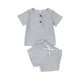 thumbnail image 1 of Algodón Casual verano recién nacido bebé niños niñas trajes traje acanalado de punto camisetas de manga corta Tops + Pantalones cortos 2 uds niños chándales Tan Jianjun unisex, 1 of 2
