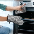 thumbnail image 2 of Gray Geometric Pattern Kitchen Oven Mitt and Pot Holder Sets 4 Pcs for Baking, Cooking and Grilling, Heat Resistant Up To 392 °F, 2 of 7