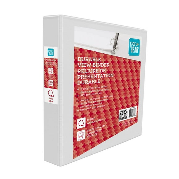 PEN+GEAR 2" DURABLE VIEW BINDER, Slant D-Ring, WHITE