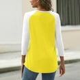 thumbnail image 3 of ADSSDQ Womens Tops 3/4 Sleeve Button Down Shirts Henley V Neck Loose Casual Blouses Color Block Tshirts Fall Clothes Fashion 2025 Yellow 2XL, 3 of 4