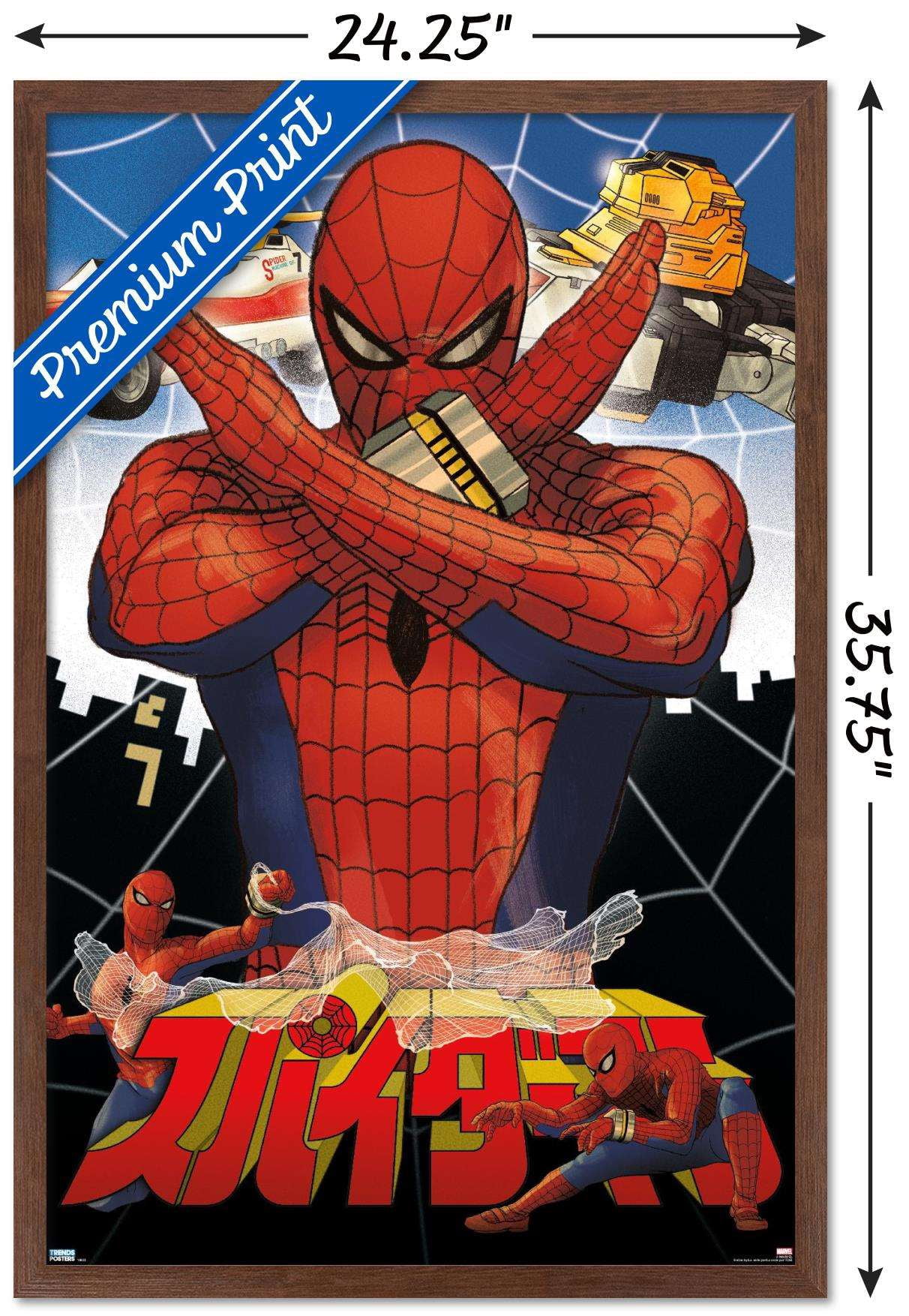 Marvel Comics TV - Japanese Spider-Man - Collage Wall Poster, 22.375" x 34", Framed