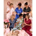 thumbnail image 6 of DAKIMOE Silk Satin Pajamas Set for Women Two-Piece Short Sleeve Shirt with Long Pajama Pant Set Soft Button Down Loungewear Nightwear Pjs Sleepwear for Women, 6 of 10