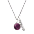 thumbnail image 1 of Delight Jewelry Silvertone Round - Imitation Cat's Eye - Purple - Silvertone Fearless Bar Charm Necklace, 23", 1 of 4