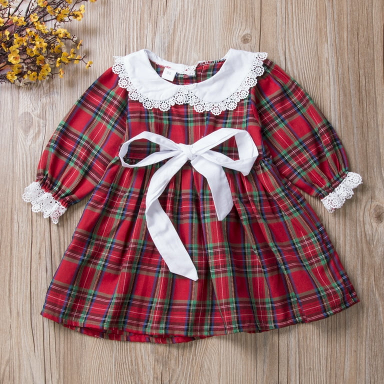 Douhoow Christmas Sister Matching Clothes,Baby Girl Red Plaid Doll Collar  Jumpsuit/Dress - Walmart.com