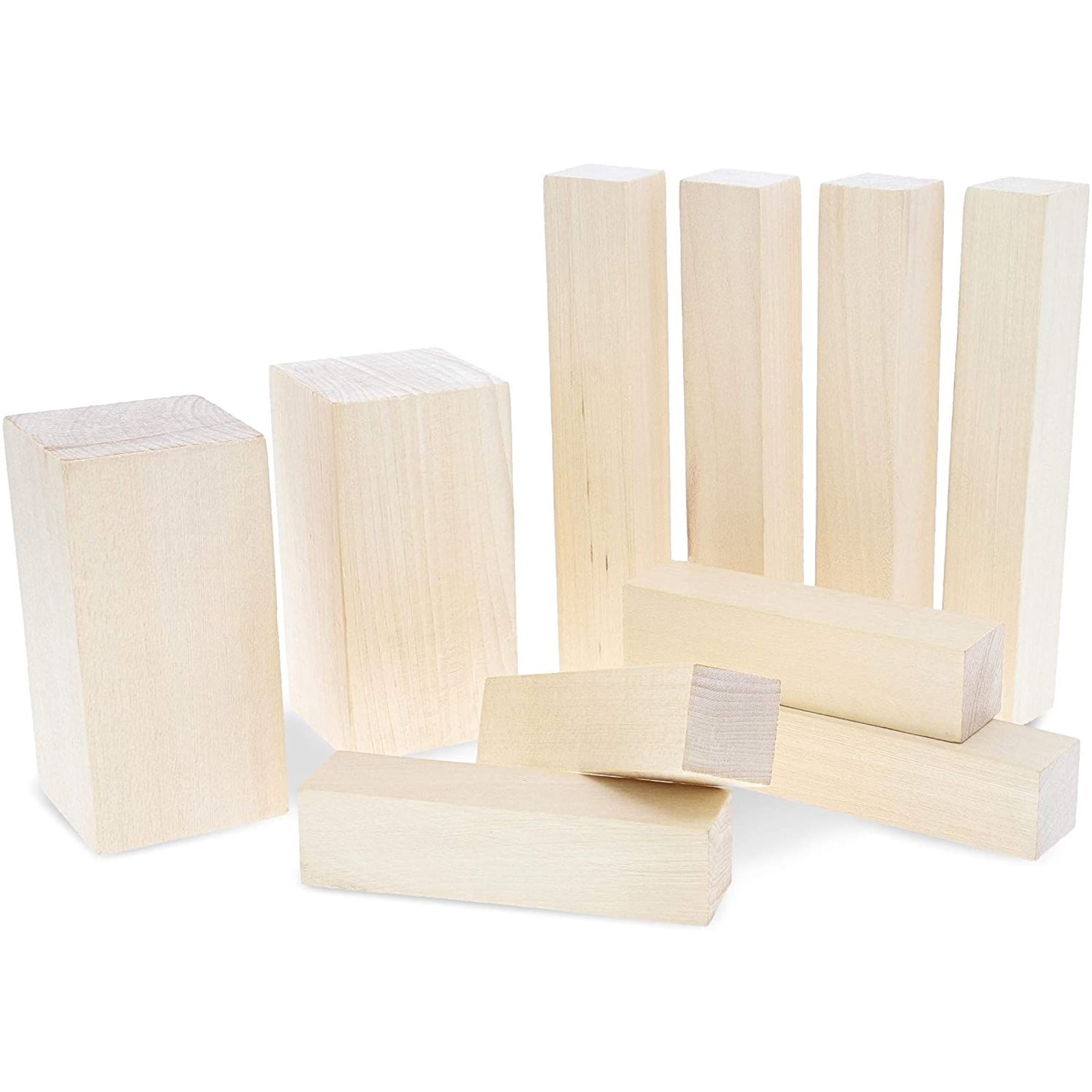 10 Pcs Basswood Carving Blocks Unfinished Wood Blocks DIY Carving Wood Wood Carving Hobby Kit for Carving Beginners and Professional Woodwork Materials Two Size 