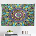 thumbnail image 1 of Psychedelic Tapestry, Moon and Sun with Many Fractal Faces Celestial Energy Mystic Art Print, Fabric Wall Hanging Decor for Bedroom Living Room Dorm, 2 Sizes, Yellow Dark Blue, by Ambesonne, 1 of 1