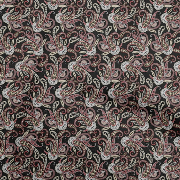 oneOone Cotton Flex Red Fabric Asian Paisley Dress Material Fabric Print Fabric By The Yard 40 Inch Wide