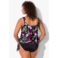thumbnail image 2 of Swimsuits For All Women's Plus Size Scoop Neck Relaxed Fit Side Tie Blouson Tankini Top, 2 of 4