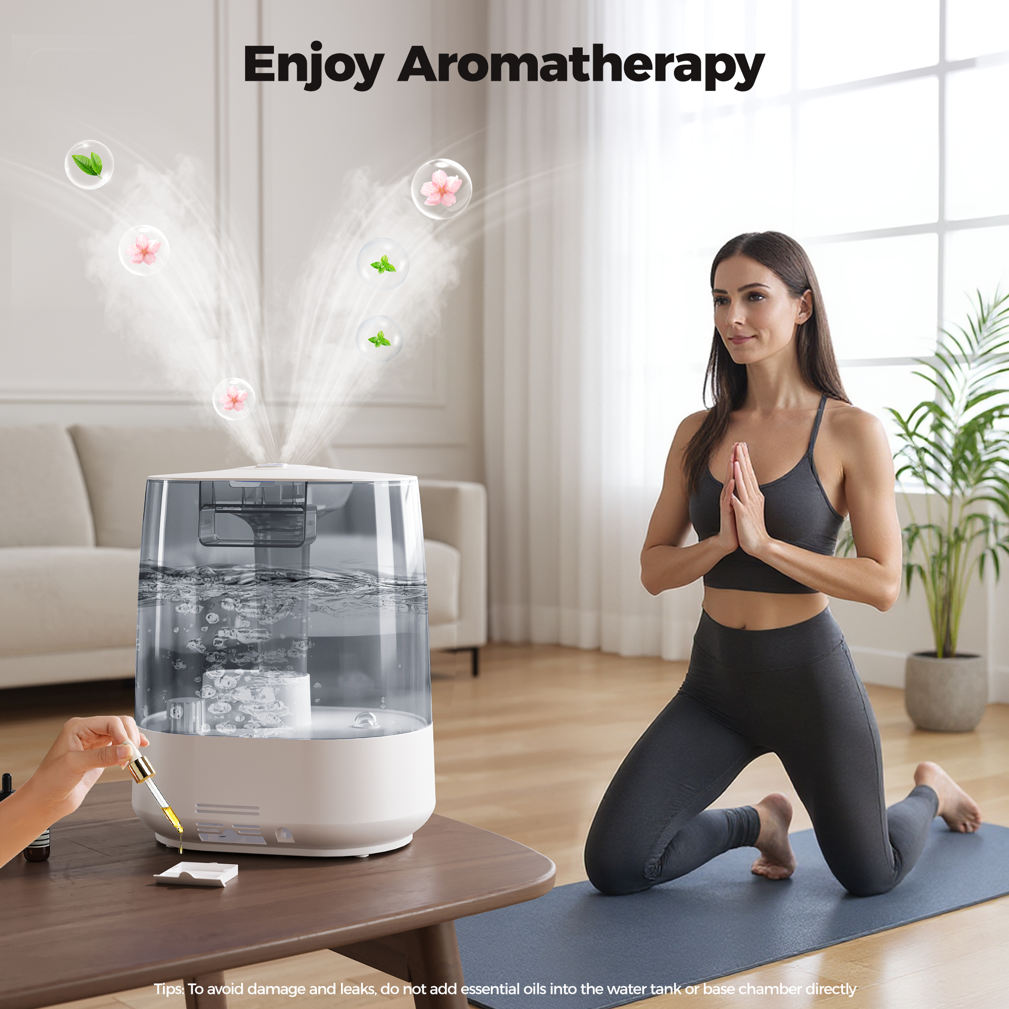 6L Humidifiers for Bedroom Baby Room, Cool Mist Ultrasonic Humidifier with Humidity Sensor, Top Fill 60H & 28dB Quiet Runtime, 8+1 Color Night Lights, 360° Dual Nozzle--Gray