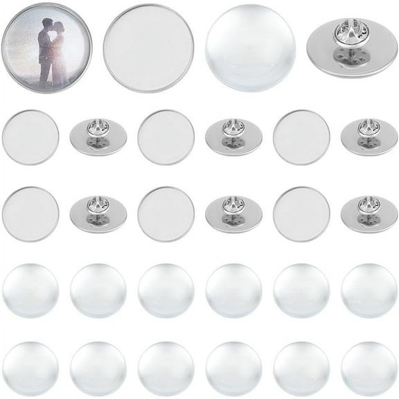 12 Sets Bouquet Photo Charm Lapel Pin Tie Tack Wedding Bouquet Memorial Photo Charms Stainless Steel Silver Round Memory Charms DIY Picture Frame Charms for Wedding Bride Groom Family Couple