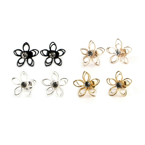 Claire's Teen Girls Metal Tone Flower Stud Earring Set, 4-Pack, Sensitive Solutions