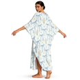 thumbnail image 2 of Xixirimido Blue Bows Floral Print Womens Kaftan Dresses Long Caftans Plus Size Batwing Sleeve Swimsuit Coverup V Neck Summer Beach Dress, 2 of 7