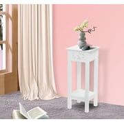 eHemco Plant Decorating Stand End Table Side Table with Storage Shelf, 10 by 10 by 23.7 Inches, White