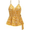 thumbnail image 1 of Camisola peplum con volantes para mujer, cuello en V, sin mangas, espalda descubierta Amarillo claro XL Amarillo claro XL Xishao ropa, 1 of 2