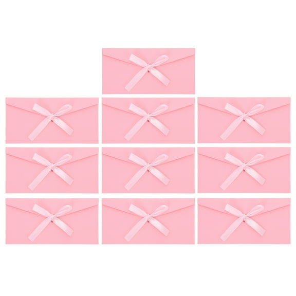 PBPBOX 10Pcs Pink Kraft Paper Gift Envelopes with Stylish Bowknot Binding