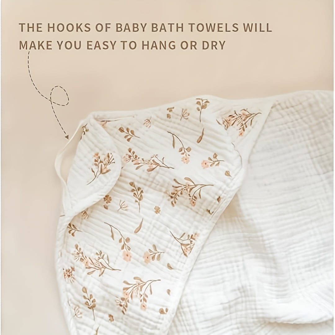 2-Pack 100% Cotton Muslin Hooded Baby Towels, Ultra-Soft & Absorbent Bath Towels with Hood for Newborns & Infants ( 30" x 30")