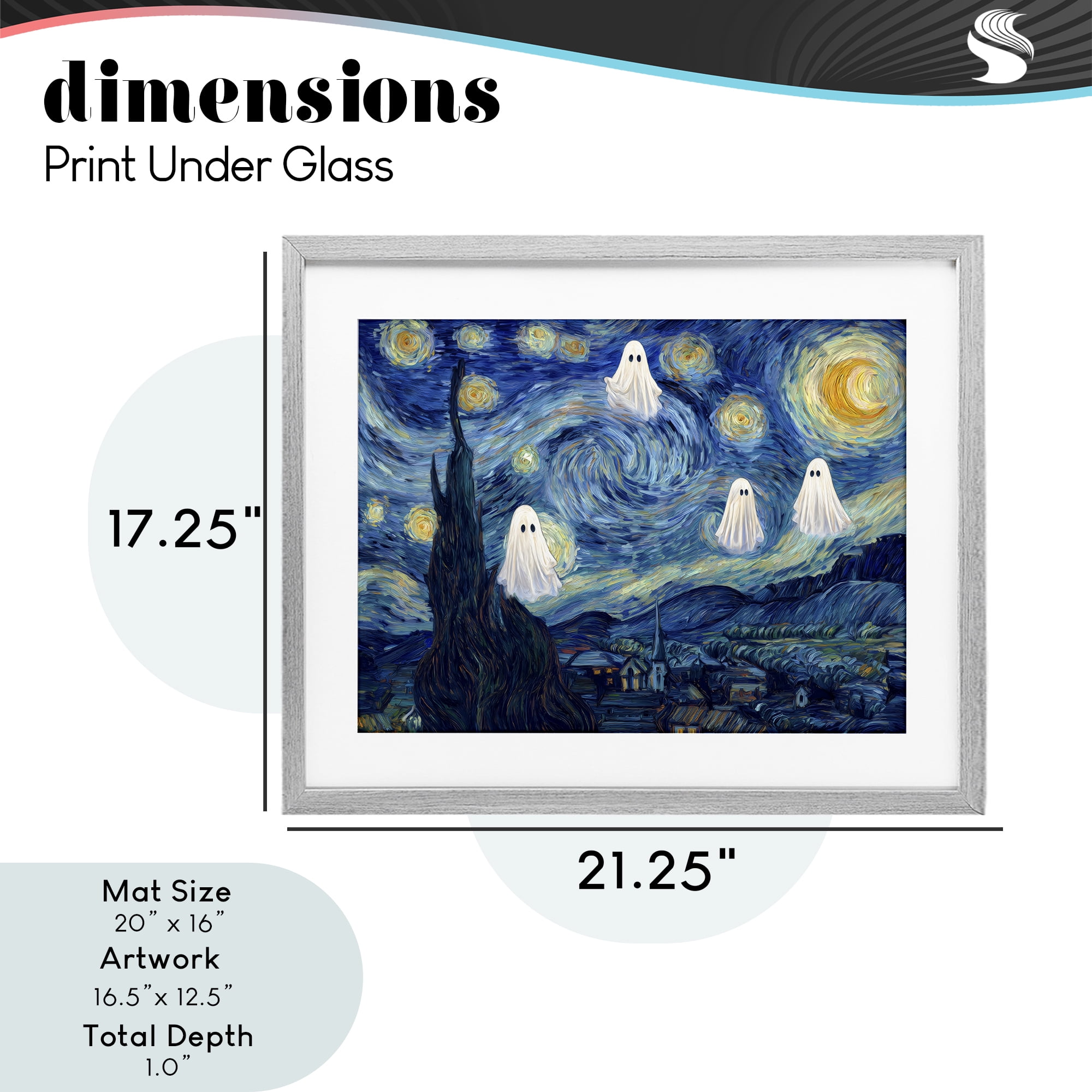 Classic Night Ghosties Gray Framed Print Under Glass, design by Arlington Prints