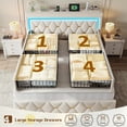 thumbnail image 3 of EnHomee Full Size Bed Frame with 4 Storage Drawers Upholstered Bed with LED & Charge Station,Beige, 3 of 8