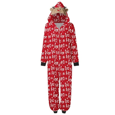 

Amuver Family Matching Christmas Jumpsuits Pajamas Letter/Santa/Tree/Print Hooded Long Sleeve Playsuits Autumn Zipper Long Rompers