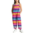 thumbnail image 6 of dazeni Girls Summer Boho Jumpsuit Sleeveless Jumpsuits Rompers for Girls Adjustable Strap Wide Leg Pants Romper with Pockets Hot Pink 15-16 Years, 6 of 9