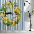 thumbnail image 2 of Lemon Wreath Shower Curtain, 72" x 72", Summer Fruit Frangipani Blue Stripes Retro Waterproof Bathroom Curtain Washable Shower Curtain Set with 12 Hooks, 2 of 8