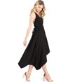 thumbnail image 3 of Love Stitch Women's V-Neck Strappy Handkerchief Midi Dress (M/L, Black), 3 of 4