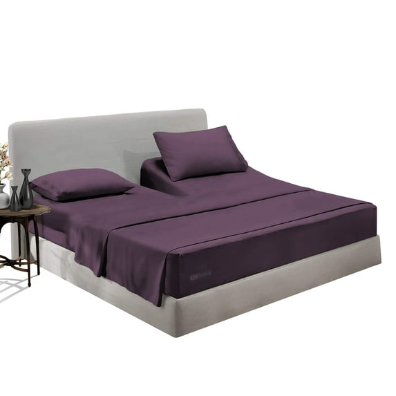 SGI Bedding Egyptian Cotton Top Split Sheet Set Solid Adjustable Bed 39" Split Head Cal King 600 TC 18" Deep Plum