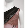 thumbnail image 5 of SiiRoh Kids Girls Sparkly Sleeveless Asymmetrical Gymnastics Leotard Ruched Ballet Lyrical Dance Dress Dusty Pink 6, 5 of 7