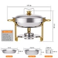 thumbnail image 6 of CAMMOO Gold 6QT Round Chafing Dish Buffet Set, 18/8 Stainless Steel Food Warmers for Catering and Parties, 4 Pack, 6 of 8