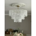 thumbnail image 2 of DingLiLighting 12 Light Shell Crystal Chandelier Flush Mount Ceiling Light Round Chandelier Hanging Light Adjustable for Living Room Bedroom Kitchen, E12 Bulbs Included, 2 of 8