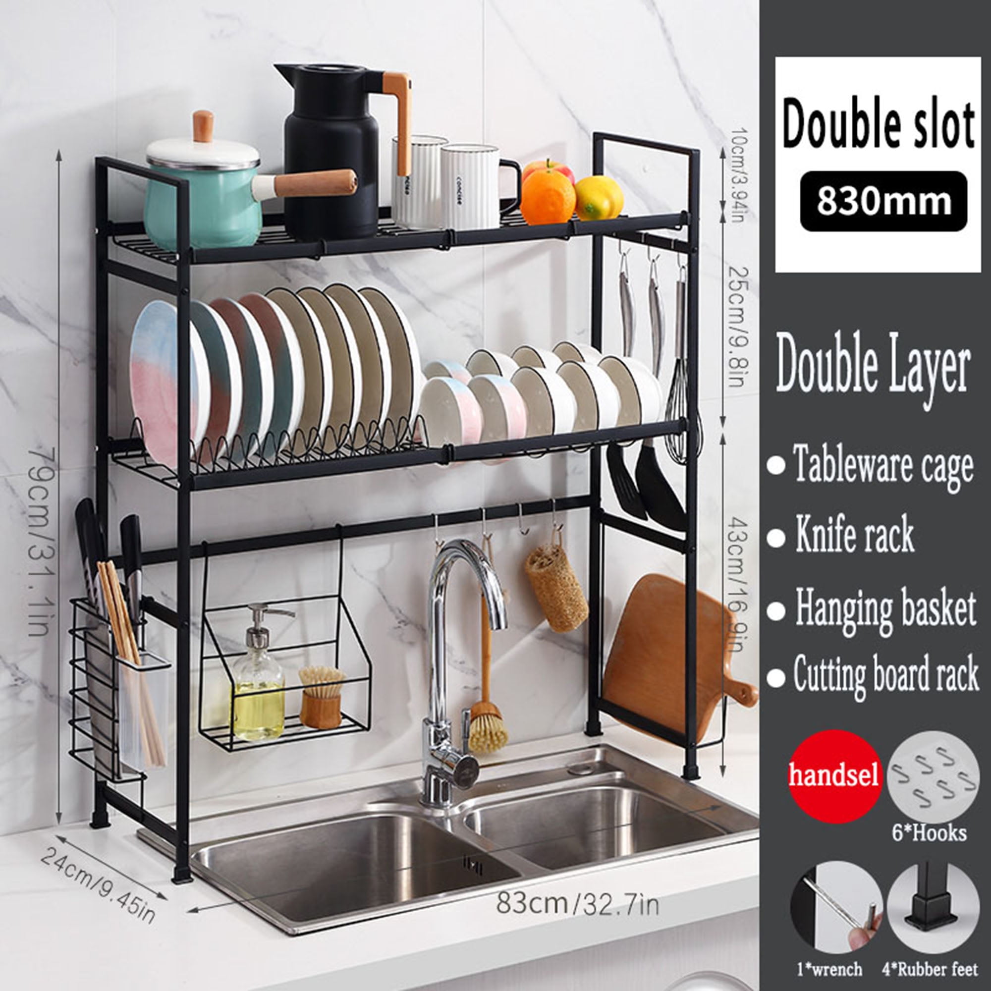 DUANFEE Dish Drying Rack - 2 Tier Small Dish Racks for Kitchen Counter,  Dish Drainer with Utensil Holder, Glass Holder and Drainboard,  Multifunctional