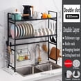 thumbnail image 2 of Multifunction Dishes Drainer, Stainless Steel Dish Drainer with Cutting Board Holder, Dish Rack for Kitchen Counter, Double Slot, 2 of 8