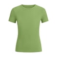 thumbnail image 6 of ITSAME Girls Short Sleeve Shirts Ribbed Knit Slim Fit Crewneck Tees Summer Basic Casual Tops Green Size 11-12, 6 of 7