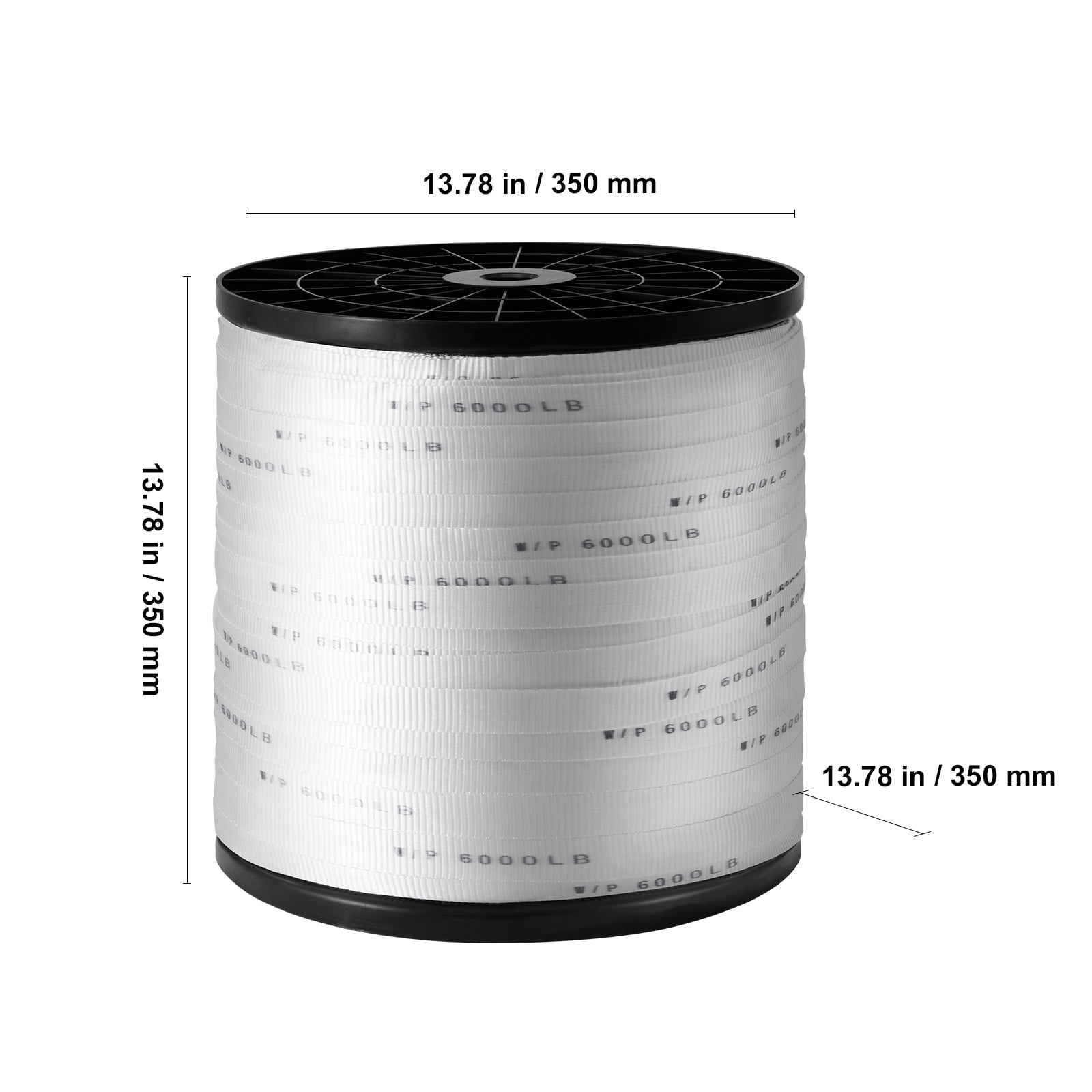 VEVOR Polyester Pull Tape, 1" x 2103' Mule Tape Flat Rope, 6000 lbf Tensile Capacity, Printed Webbing Cable Pulling Tape for Packaging, Gardening, Commercial Electrical, Conduit Work, White