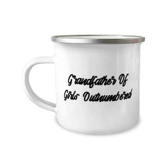 Gag Grandfather 12oz Camper Mug, Grandfather Of Girls Outnumbered, For Big Daddy, Present From Grandchild, For Grandfather