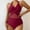 Wine, variant on Fnooota Swimsuits for Women, V Neck High Waisted One Piece Swimwear Bathing Suits Navy Size 2XL