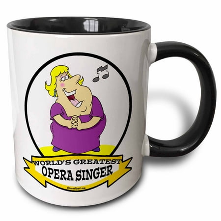 3dRose Funny Worlds Greatest Opera Singer Fat Lady Cartoon - Two Tone Black Mug, (Best Opera Singer In The World)